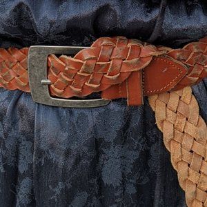 Genuine Leather Braided Belt Brown